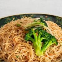 Vegetable Chow Mei Fun · Extra thin clear rice flour noodles with broccoli, shredded carrots, cabbage, and beansprout...