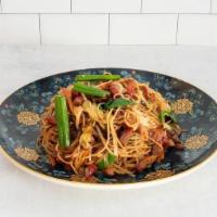 Roast Pork Chow Mei Fun · Extra thin clear rice flour noodles with roast pork, shredded carrots, cabbage, and beanspro...