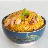 House Special Fried Rice · Wok tossed seasoned rice with onions, chicken, roast pork, and shrimp