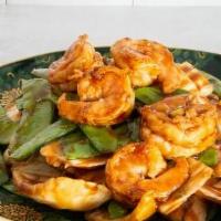 Shrimp With Snow Peas (Small) · Jumbo shrimp, snow peas and napa cabbage wok tossed in our classic brown sauce. (5 Jumbo Shr...