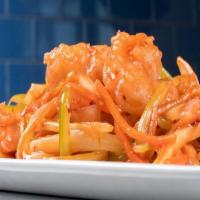 Hot & Spicy Shrimp (Large) · Jumbo Shrimp with shredded vegetables wok tossed in our classic hot and spicy red sauce  (10...