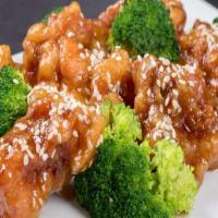 Sesame Chicken (Small) · Crispy battered and double fried boneless chicken wok tossed with our sweet and tangy sesame...