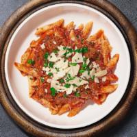 Bolognese Bliss Pasta · Ground beef cooked in classic flavorful marinara sauce and served with your choice of pasta.