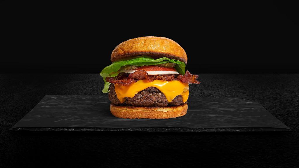 Strippin' Cheese Burger · Turkey bacon and American Cheese.