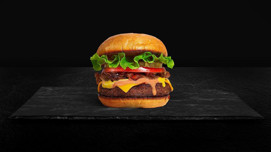 Beef Trip Burger · Classic style burger with lettuce, tomatoes and ketchup.