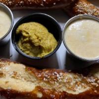 Giant Pretzel · Choice of Seasoning: Salt or Everything Seasoning
Beer Cheese and Spicy Mustard
