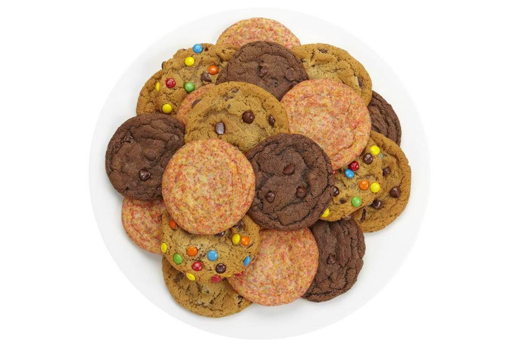 Cookie Platter - 1.5 Dozen Assorted Cookies · Includes 4 Flavors - Chocolate Chip, Sugar, M&M, and a store favorite. 18 servings