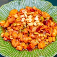 宫爆鸡 Kung Pao Chicken · Stir fried with peanuts, peppercorn & chili peppers.