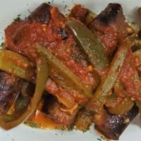 Sausage & Peppers · Broiled sweet Italian sausages and sauteed fresh green peppers. Served with your choice of p...