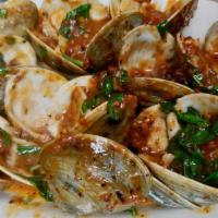 Clams Basil · Clams with fresh basil. Choose Red or White Sauce (pictured is red sauce)