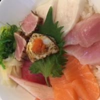 Chirashi · Assorted variety of fish over sushi rice.

Consuming raw or undercooked meats, poultry, seaf...