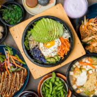 Dolsot Bibimbap · Multigrain rice with fresh mixed green, assorted veg and egg
Mixed and Cooked in Hot stone b...