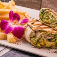 Caesar Salad Wrap · Lettuce, parmesan cheese, Caesar dressing accompanied with French fries