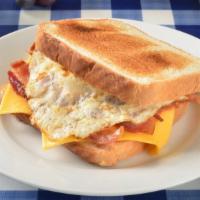 The Bacon, Egg, And Cheese Sandwich · Fresh eggs, bacon, and creamy cheese stuffed in between sandwich bread of your choice.