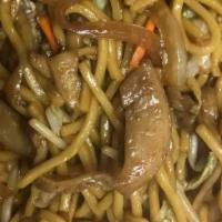 Chicken Lo Mein · Served with pork fried rice and an egg roll