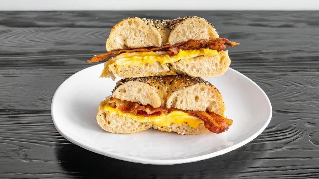 Bacon, Egg & Cheese · Two fried eggs, bacon, cheese