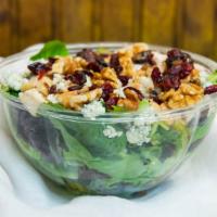 Grilled Chicken Salad · Grilled chicken, crumbled Maytag blue cheese, dried cranberries, toasted walnuts, pure honey...
