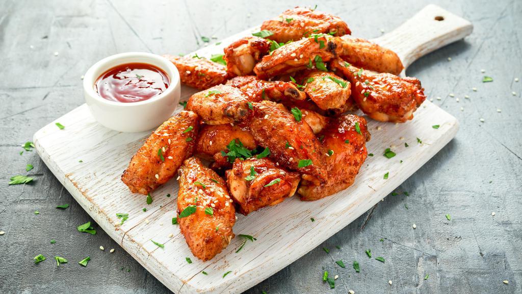 Bbq Chicken Wings 1/4 Lb. · Bone in wings tossed with a sweet and smoky BBQ sauce.