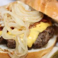 Cheeseburger Regular · Served with lettuce, tomatoes and pickle.