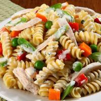 Noodle Salads With Chicken · Romaine lettuce, grated carrot, cooked noodles, green peas, red pepper, grilled chicken piec...