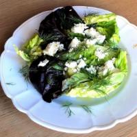 Chicks On Green · Farm lettuces, sheep’s milk feta, asparagus, scallions, dill vinaigrette.