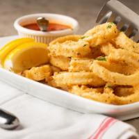 Fried Calamari · Choice of:
-Regular with Marinara Sauce
-Tossed in Buffalo Sauce
-Tossed in Kung Pao Suace
-...