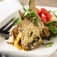 Grilled Artichoke (4) · Topped with shaved grana padano cheese, basil, and white truffle oil.