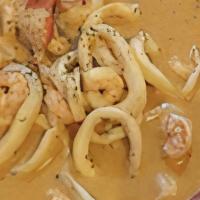 Sopa De Mariscos (New) · Straight From The Mexican Coast, This Enticing Recipe Combines Calamari, Shrimp, Mussels, Oc...