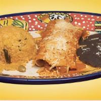 Burrito (New) · 10-inch flour tortilla with melted monterey jack & cheddar cheese served with rice, frijoles...