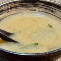 Miso Soup · Soy bean broth soup.