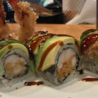 Sakura Maki 炸二虾 As · Cooked. Shrimp tempura, crabmeat and tobiko, topped with eel and avocado, spicy mayo and eel...