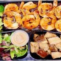 Grilled Garlic Shrimp (570 Cal) · Grilled Garlic Shrimp, Miso Eggplant,Broccoli and White RIce or Purple Brown Rice with Garli...
