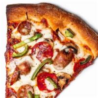 Vinnie'S Supreme · fresh mushrooms, green peppers, white onions, sweet Italian sausage, pepperoni, mozzarella.