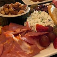 Tasting Board Lunch · cheese, cured meats, pita, spiced nuts, olives, mostarda, herb ricotta
GF without pita