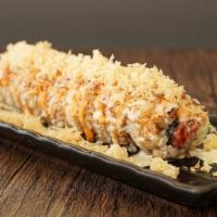 Venus Roll · Spicy tuna and avocado topped with cooked shrimp, spicy mayo, special sauce torched with fir...