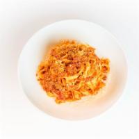 Tagliatelle Alla Bolognese · Thin, Ribbon-shaped Housemade Pasta, Beef & Pork Ragù, Mutti Tomato, Parimiagno Reggiano DOP