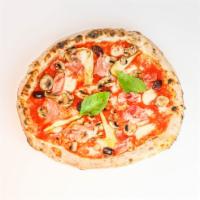 Capricciosa · San Marzano Tomato Sauce, Buffalo Mozzarella, Mushroom, Gaeta Black Olive, Rovagnati Granbis...