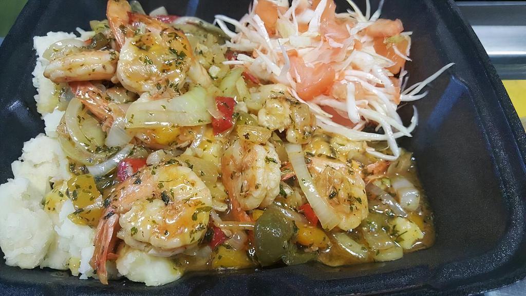 Garlic Shrimp Sizzle · Pan seared 10 pc shrimp seasoned with herbs and spices then sautéed in our bell peppered garlic sauce.