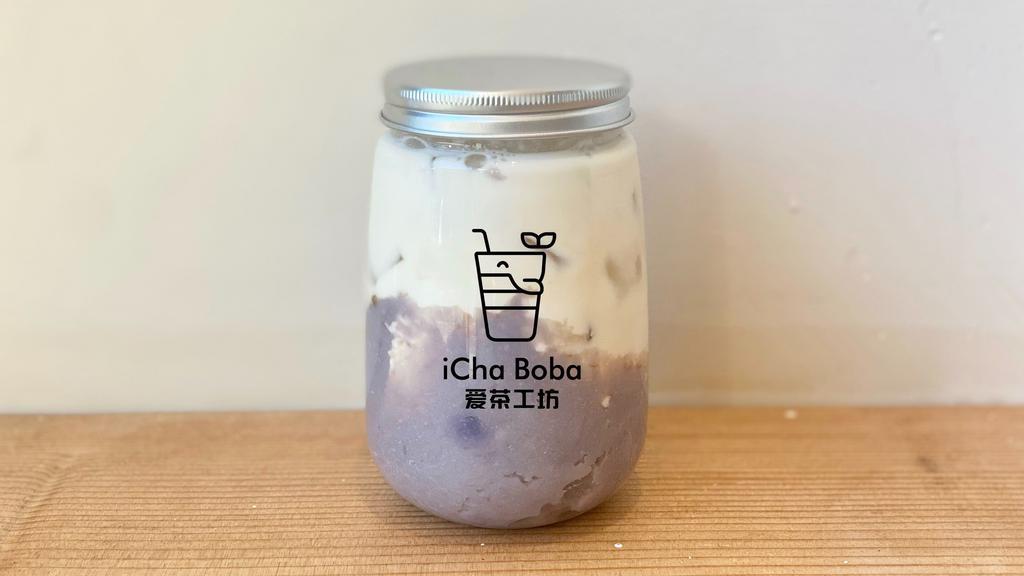 Homemade Taro Organic Milk (Iced) · Homemade Taro is made of fresh taro & purple yam and mixed with dairy ingredients.
