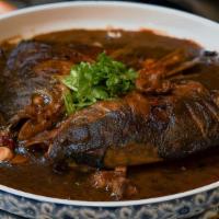 Braised Whole Fish In Brown Sauce · With handmade pancakes