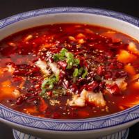 Fish Fillet In Chili Broth · Boneless Sole fillet, bean sprouts, cucumber