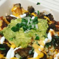 Asada Fries · Favorite. Carne asada or shredded chicken, french fries, cheese, guacamole sour cream, our s...