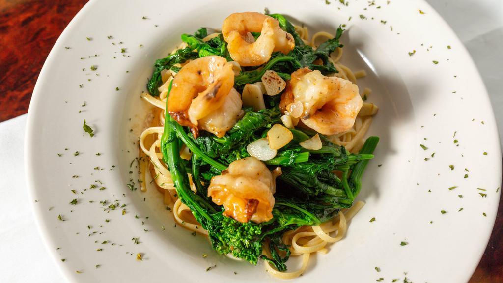 Shrimp And Broccoli Rabe · Sauteed in a garlic white wine sauce.