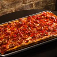 Pepperoni Square (Square) · Fresh mozzarella, hand sliced spicy pepperoni, family recipe fra diavolo sauce, extra virgin...