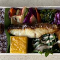 Breakfast Bento · roasted market fish, tsukemono, tamagoyaki, daily vegetables