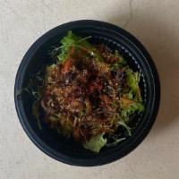 Spicy Tuna · Tuna confit, sesame oil chili threads and togarashi, fresh greens *spicy