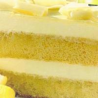 Limoncello Mascarpone Cake · A rich mix of Sicilian lemon infused cake, Italian mascarpone and lemon creme.