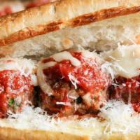 Mama'S Meatball Sandwich · Large meatballs topped with provolone cheese, pecorino romano cheese & our house made tomato...