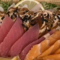Sashimi Regular · Served with soup or salad and sushi rice.