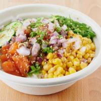 Nagomi (Salmon And Spicy Tuna) Signature Bowl · Salmon Poké and Spicy Tuna Poké, served with seaweed salad, sweet corn, cucumber, onions, sc...